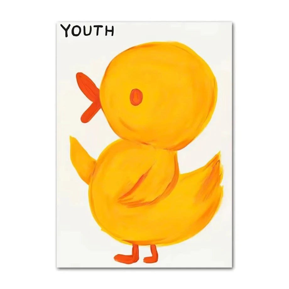 Illustration of a yellow duck with 'YOUTH' text above on a white background