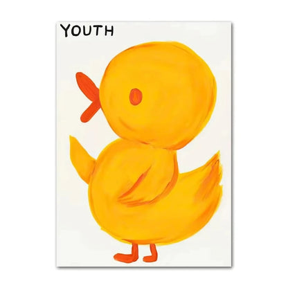 Illustration of a yellow duck with 'YOUTH' text above on a white background