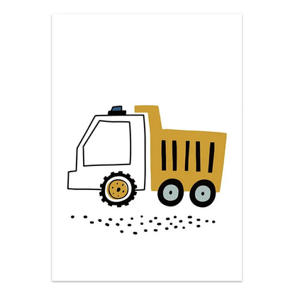 Illustration of a dump truck on a white background