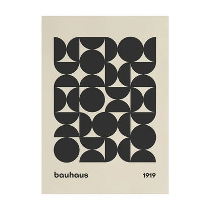 Geometric pattern with 'bauhaus' and '1919' on a beige background