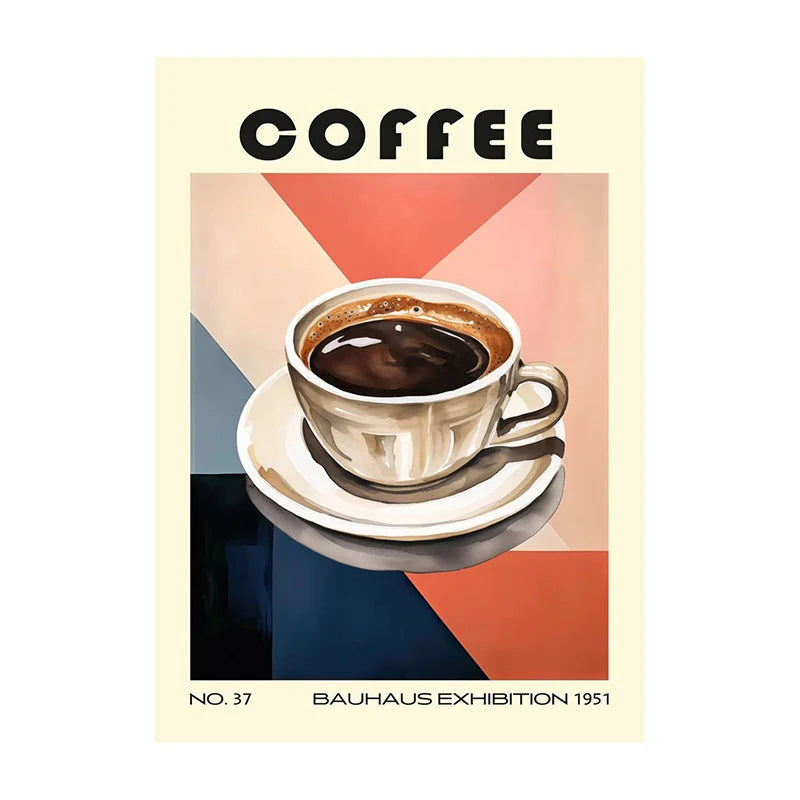 Poster of a coffee cup with geometric design and 'COFFEE' text