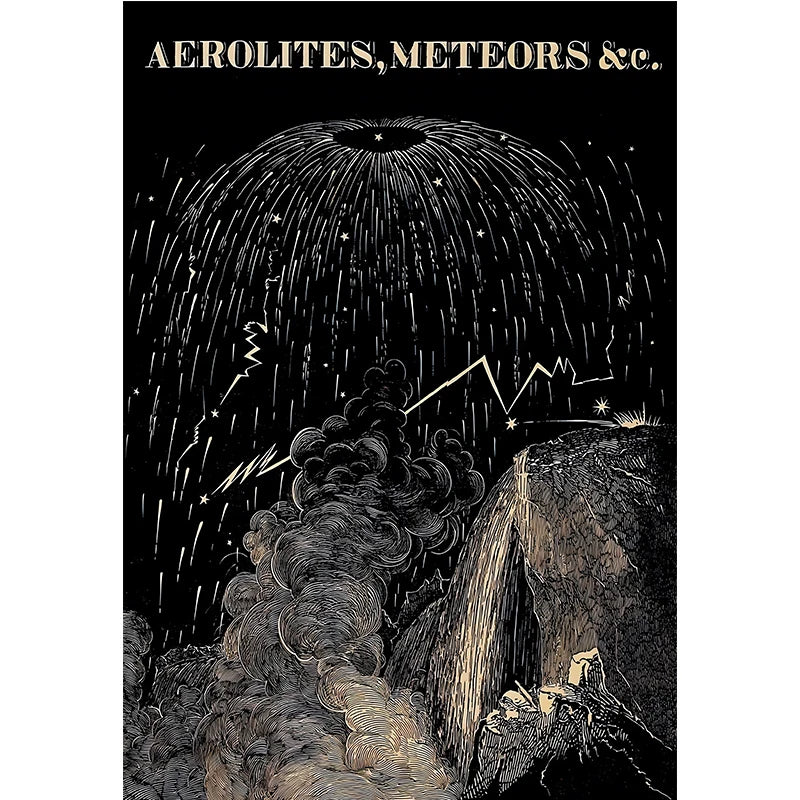 Illustration of a celestial event with meteors and clouds, labeled 'Aerolites, Meteors & c.'