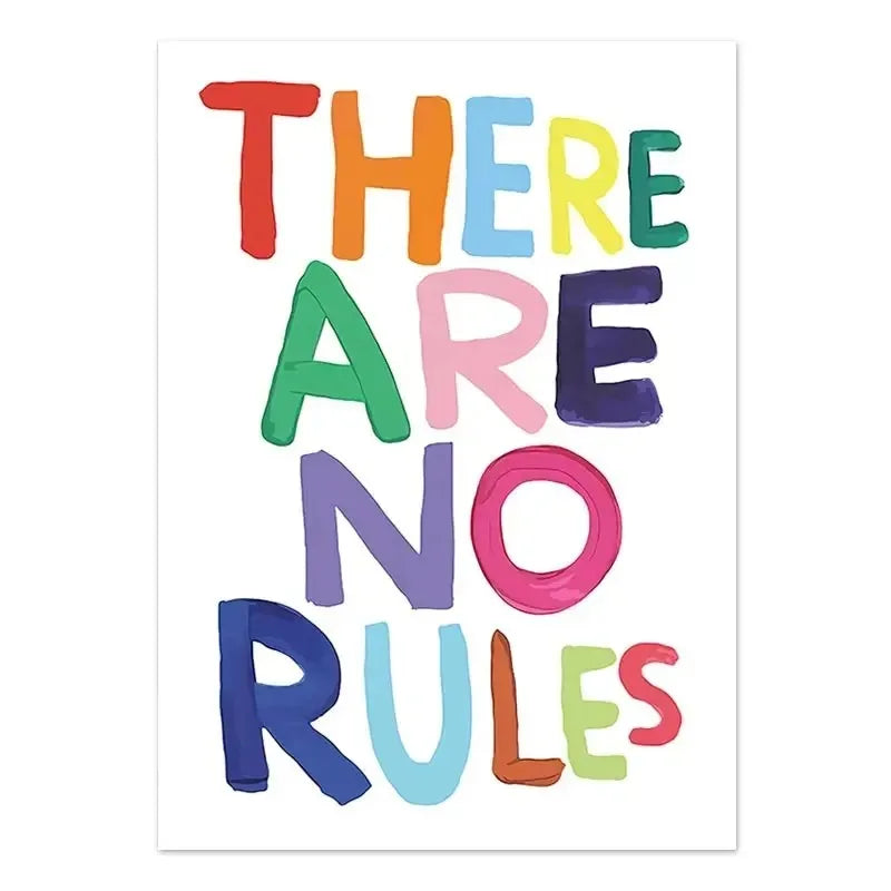 Colorful text 'THERE ARE NO RULES' on a white background