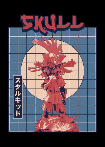 Red skull-like figure with a grid background and 'SKULL' text at the top.