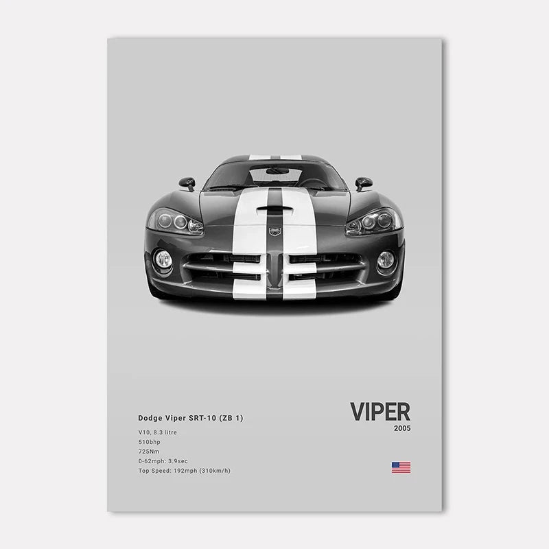 Dodge Viper SRT-10 poster on a gray background