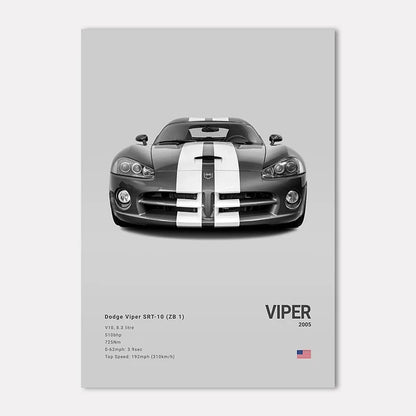 Dodge Viper SRT-10 poster on a gray background