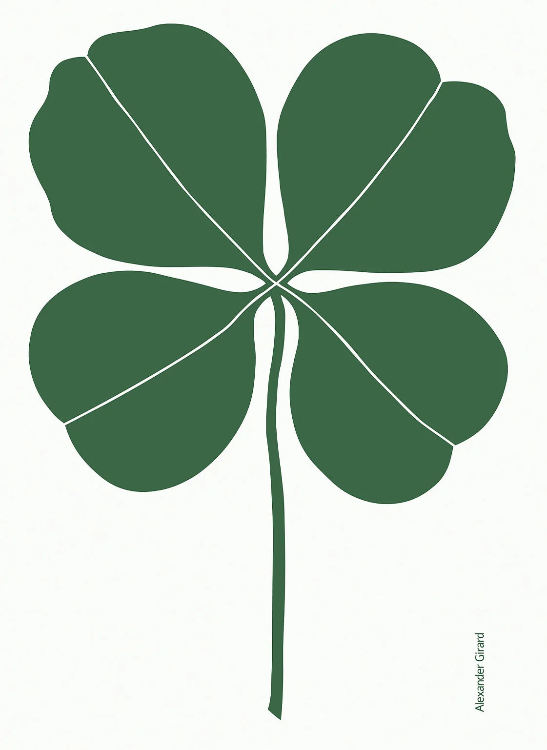 Green four-leaf clover on a white background