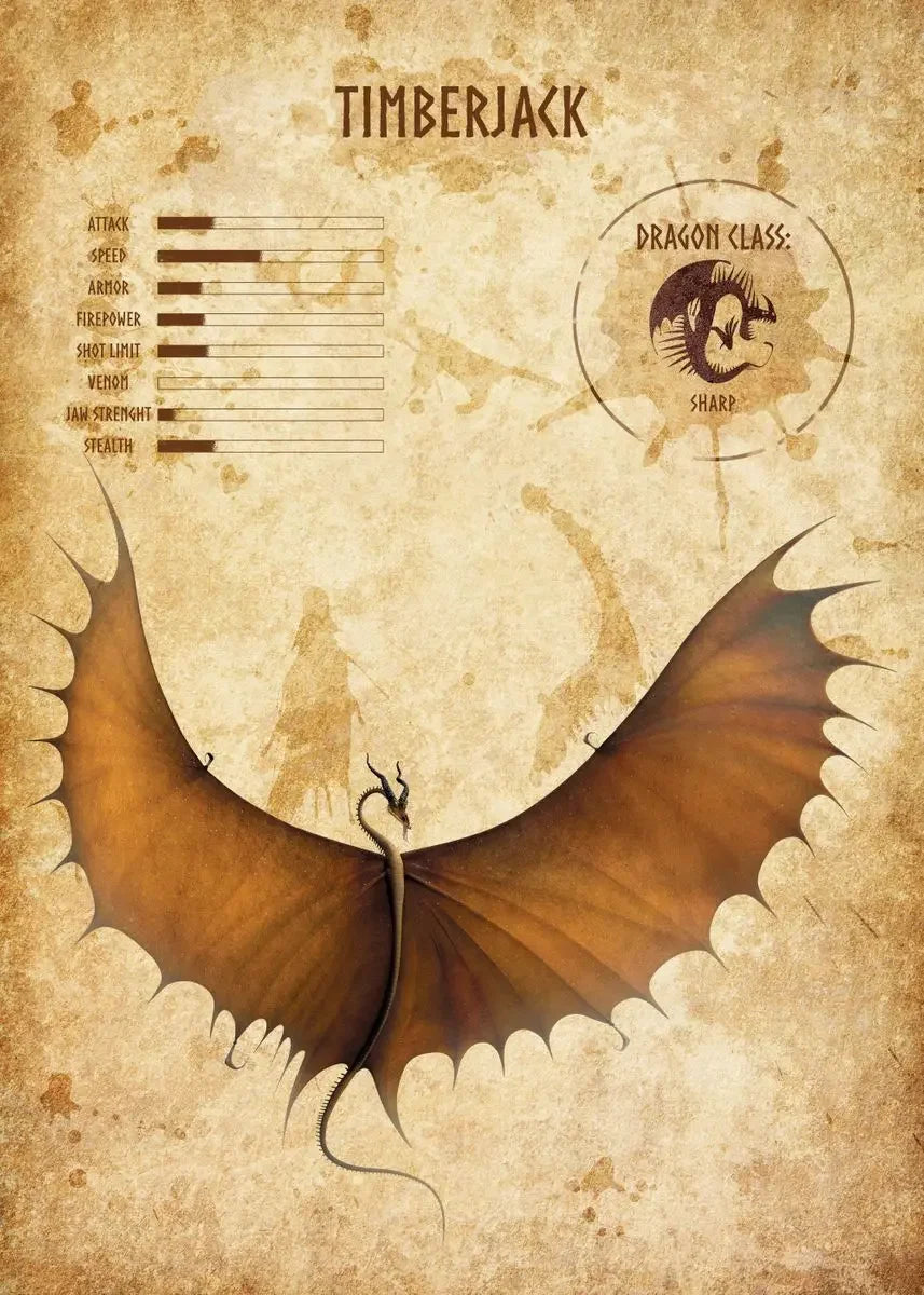 Dragon design with 'Timberjack' branding on a textured background