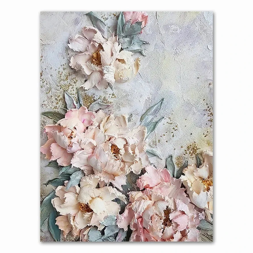 Floral design with pink and white flowers on a textured background