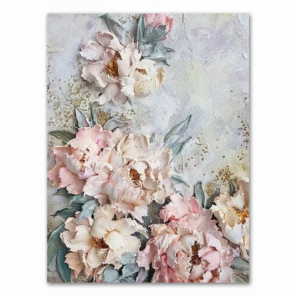 Floral design with pink and white flowers on a textured background