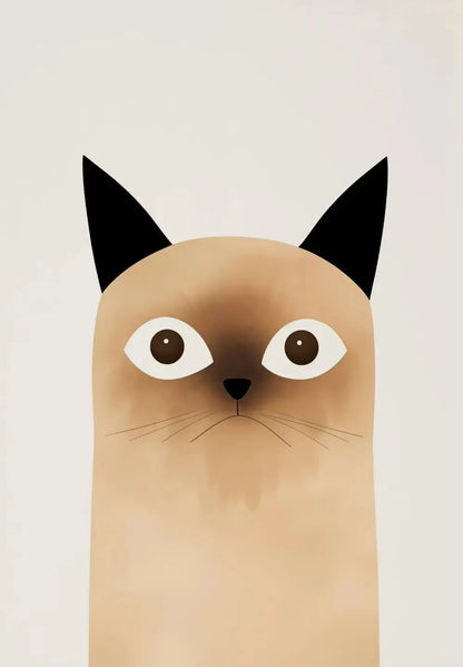 Illustration of a Siamese cat face on a beige background