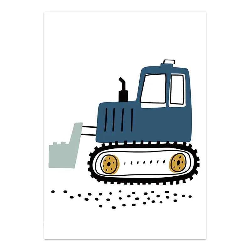 Illustration of a blue bulldozer on a white background