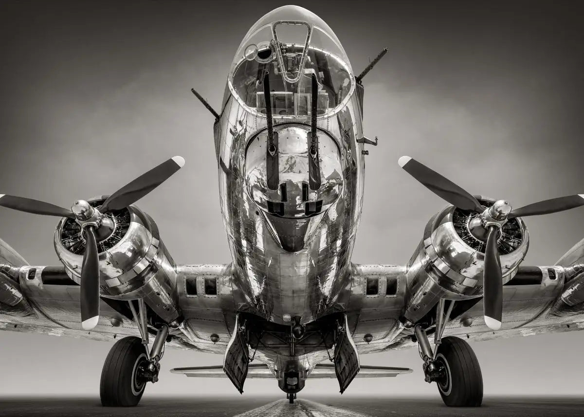 Vintage airplane with propellers on a runway