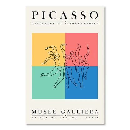 Poster for Picasso exhibition at Musée Galliera with colorful abstract design.