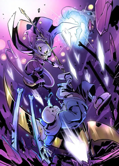 Comic book style illustration of characters in a dynamic pose with vibrant colors.