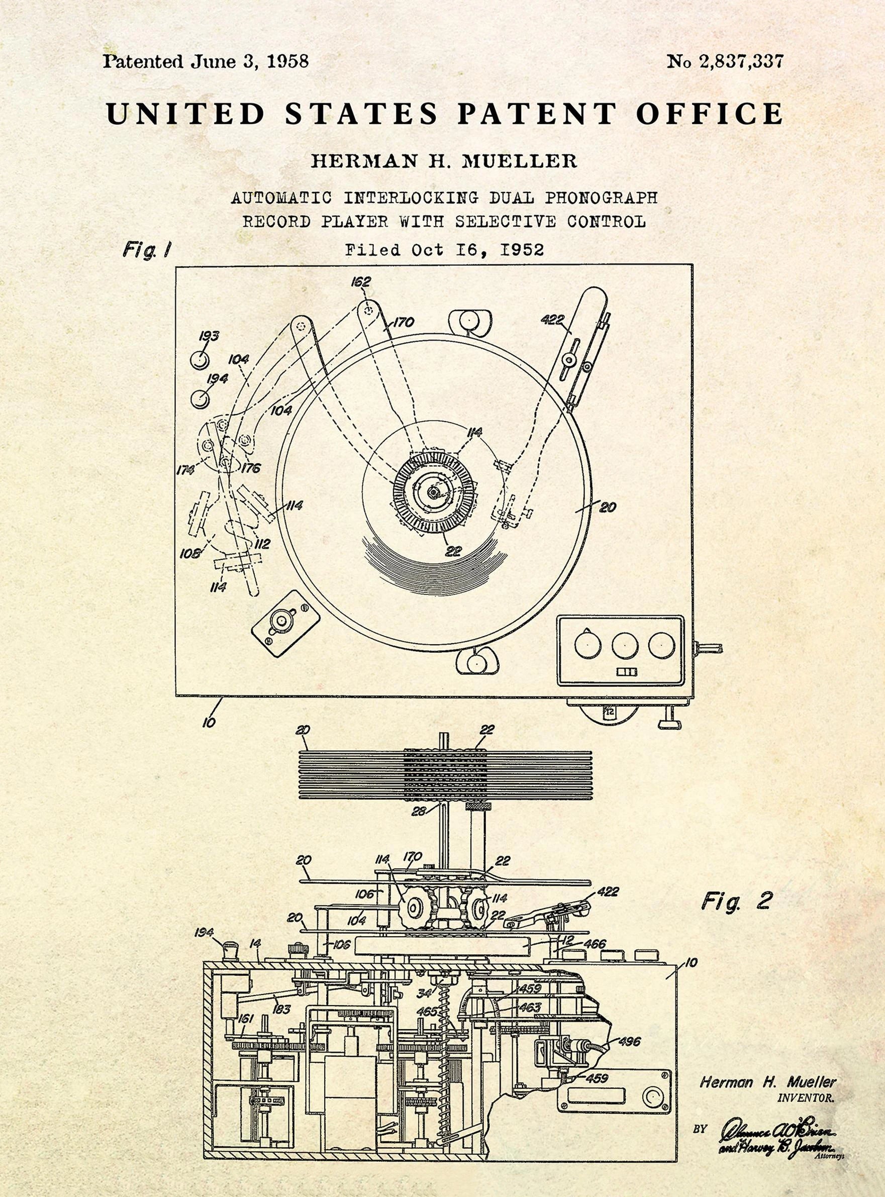 Patent illustration from the United States Patent Office with technical drawings and text.