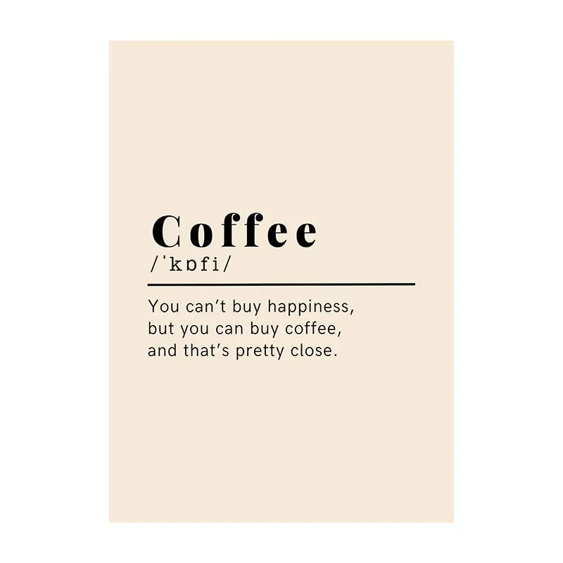 Definition of 'Coffee' with a humorous quote on a beige background
