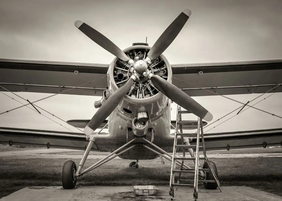 Vintage airplane with a propeller on a runway