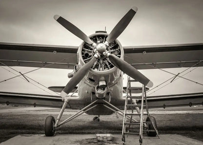 Vintage airplane with a propeller on a runway