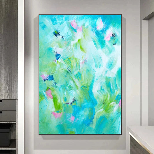 Abstract painting with vibrant colors on a wall Canvas & Curio