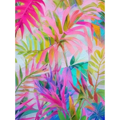 Colorful tropical leaf pattern on a white background