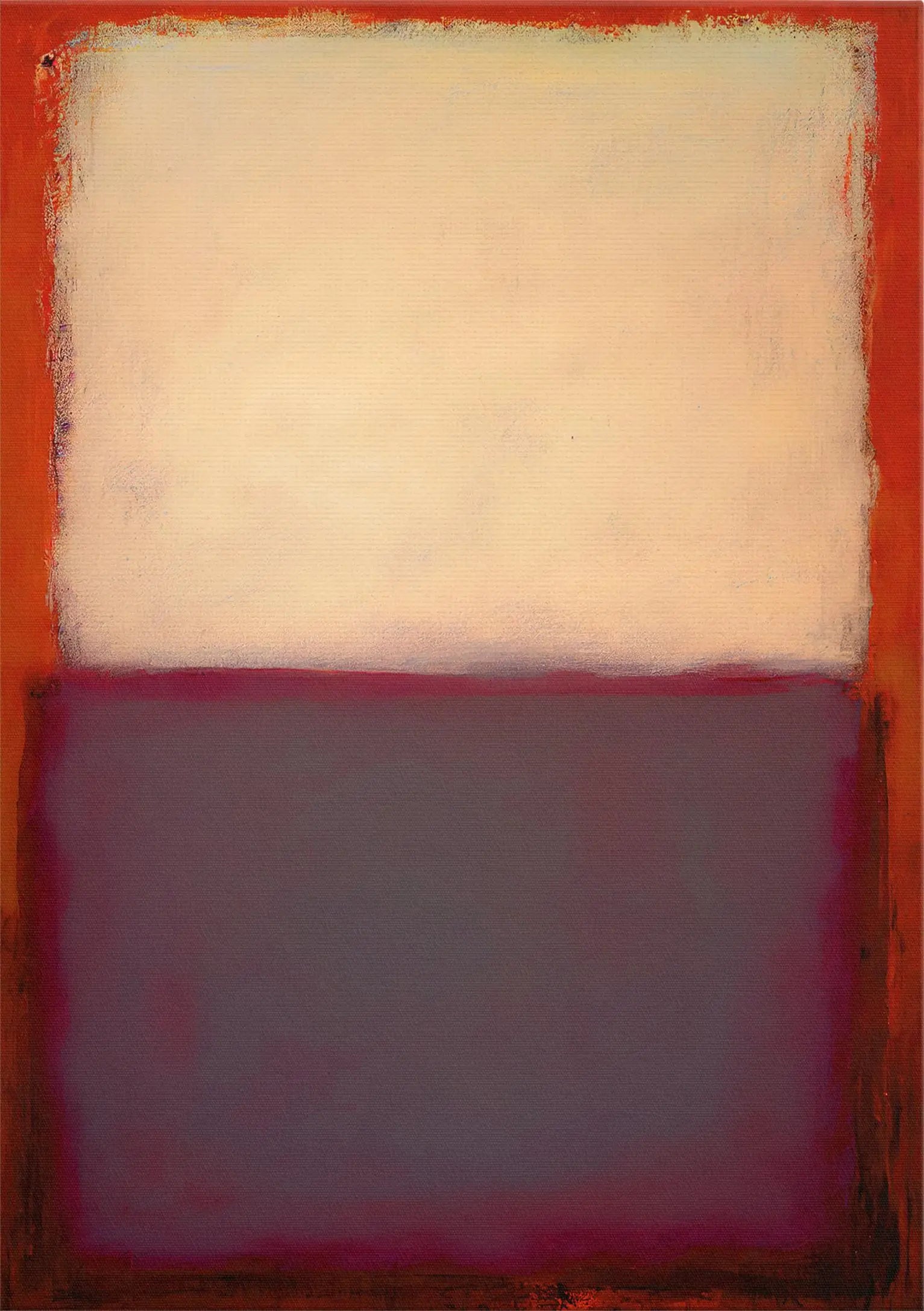 Abstract art with a large beige square on an orange background
