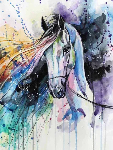 Colorful abstract painting of a horse