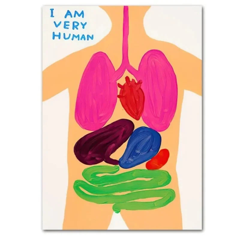 Cartoon illustration of human organs with colorful depiction on a white background