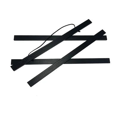 Set of black metal rods on a white background