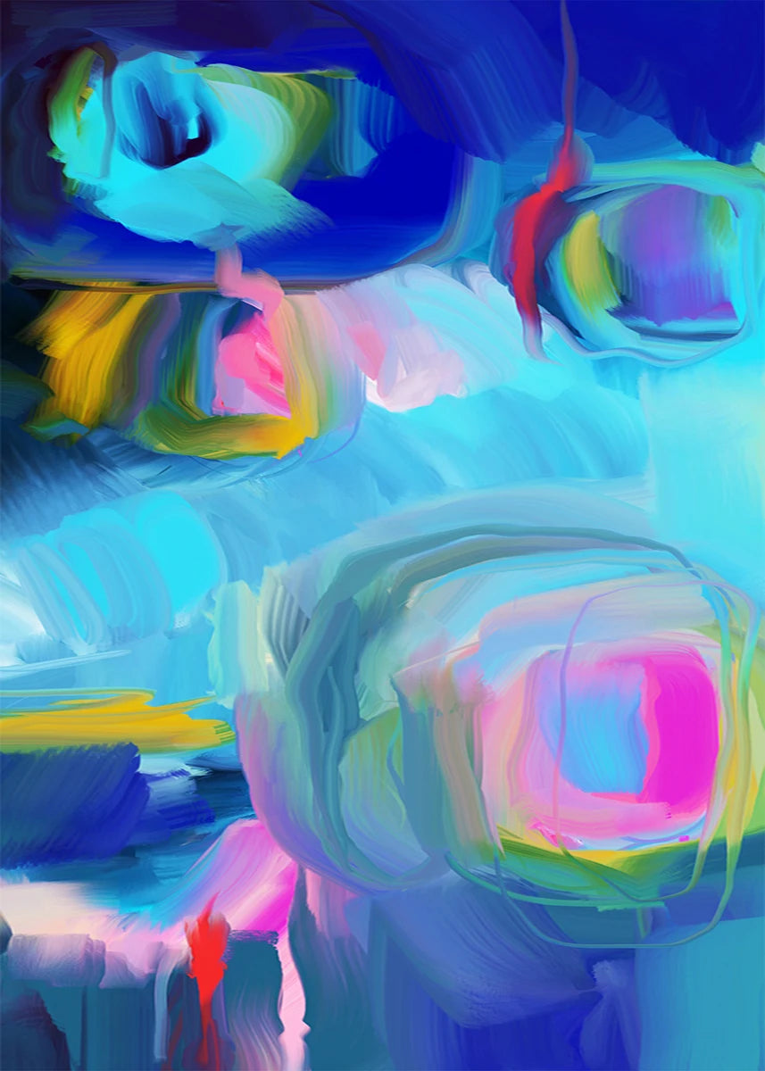 Abstract colorful art with swirling patterns