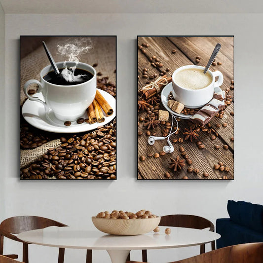 Two images of coffee inside a living room Canvas & Curio
