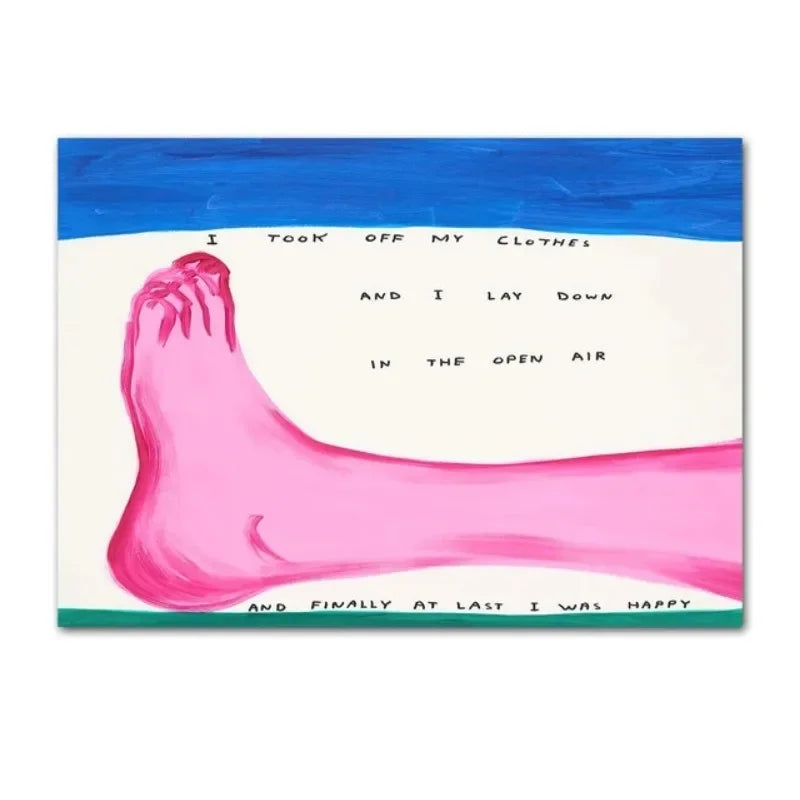 Card with pink foot illustration and text on a blue and white background