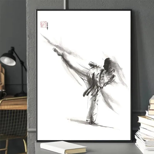 Framed black and white artwork of a couple embracing on a gray wall. Canvas & Curio