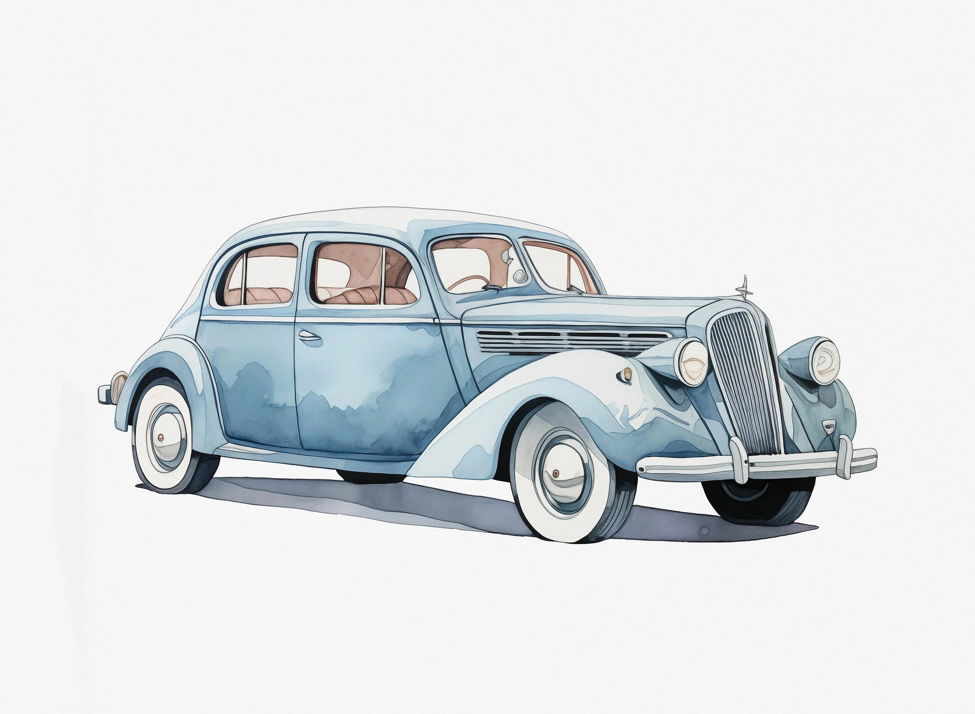 Illustration of a vintage car on a white background