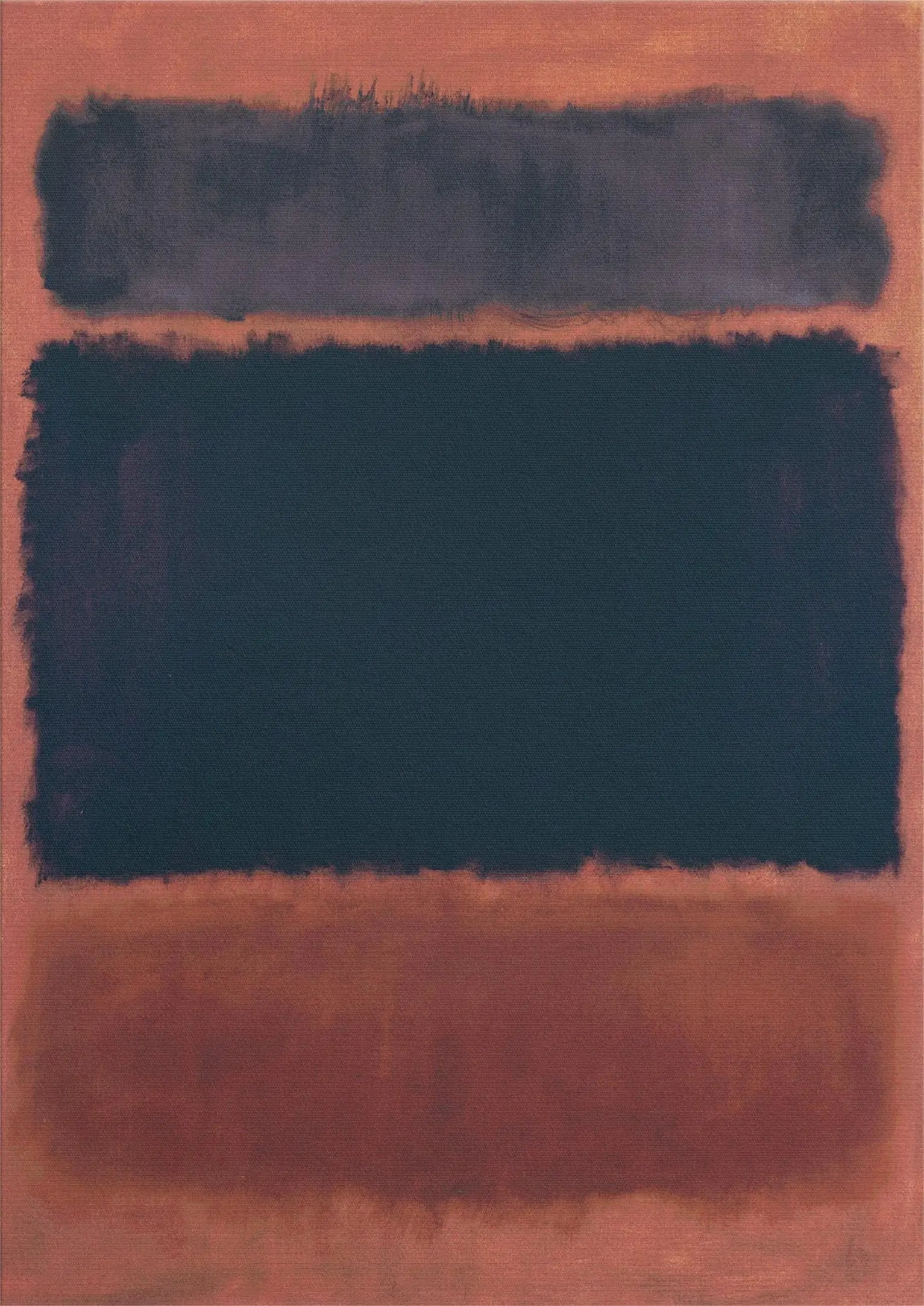 Abstract art piece with black and brown colors on a textured surface
