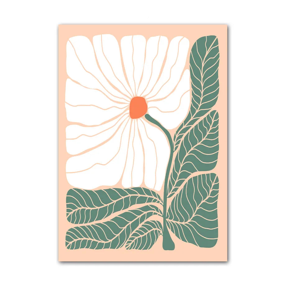 Decorative wall art with a floral design on a peach background