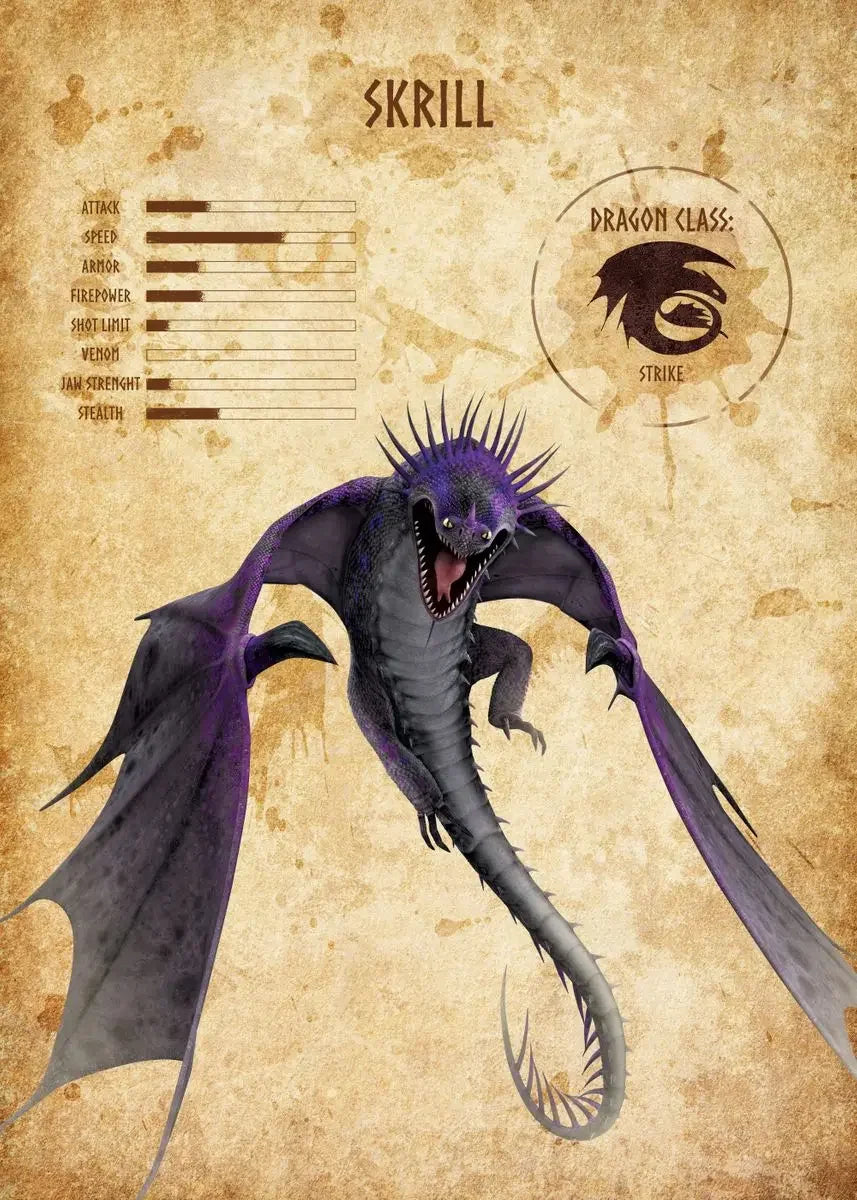 Dragon illustration with detailed design on a textured background