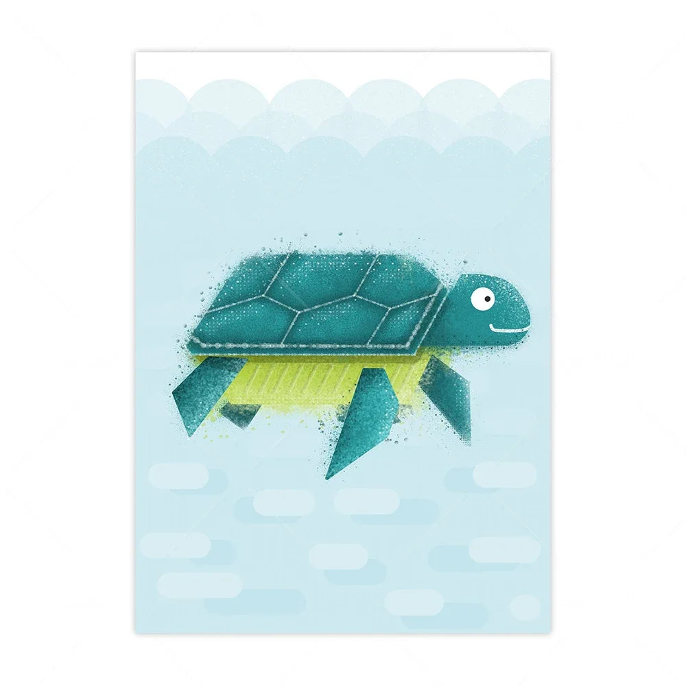 Illustration of a turtle on a light blue background