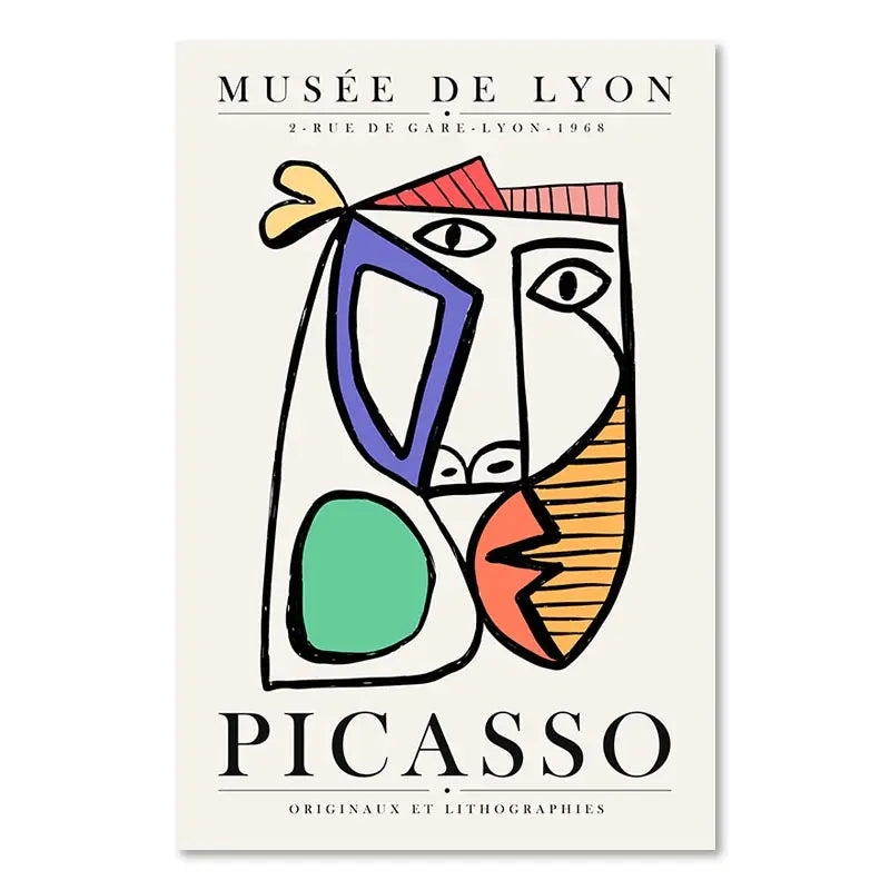 Poster for Musée de Lyon featuring an abstract Picasso-style face design.
