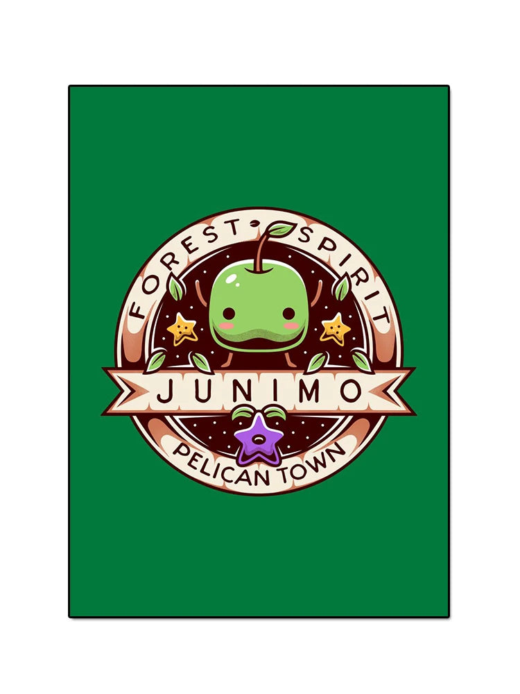 Logo with a green character and text on a green background