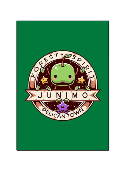 Logo with a green character and text on a green background