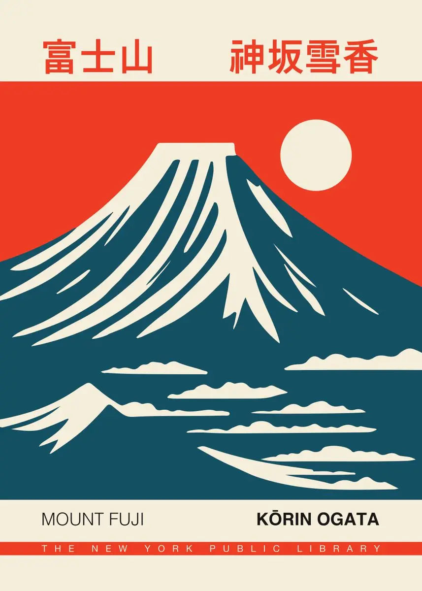 Book cover of 'Mount Fuji' by Körin Ogata with a mountain and sun illustration.