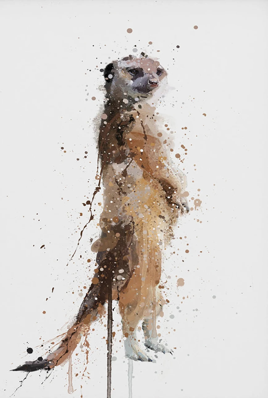 Artistic depiction of a meerkat on a white background