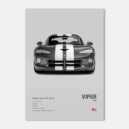 Dodge Viper GTS SR II poster on a gray background