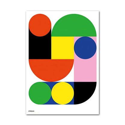 Colorful geometric design on a white background