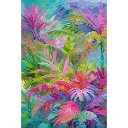 Colorful tropical leaf pattern on a white background