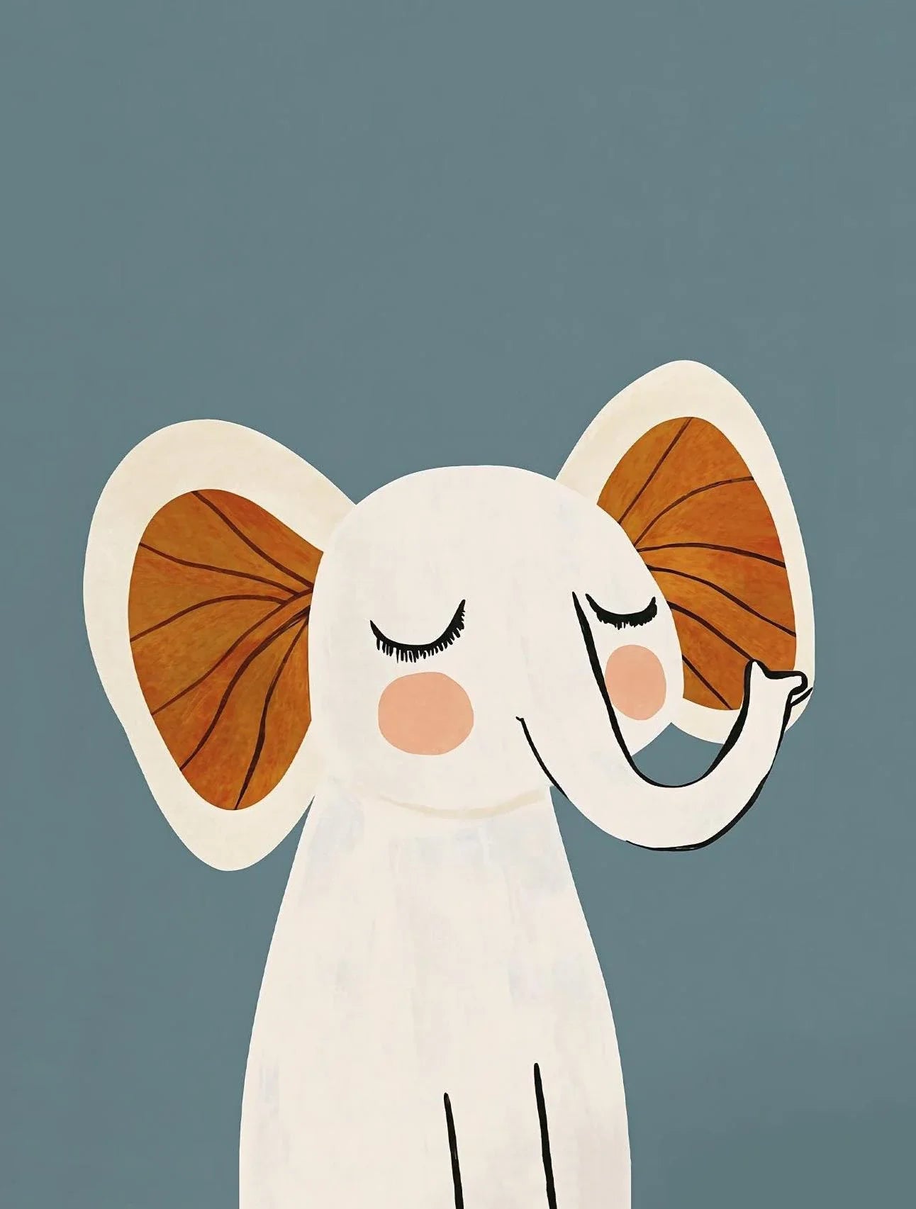 Illustration of a white mouse with large brown ears on a blue background