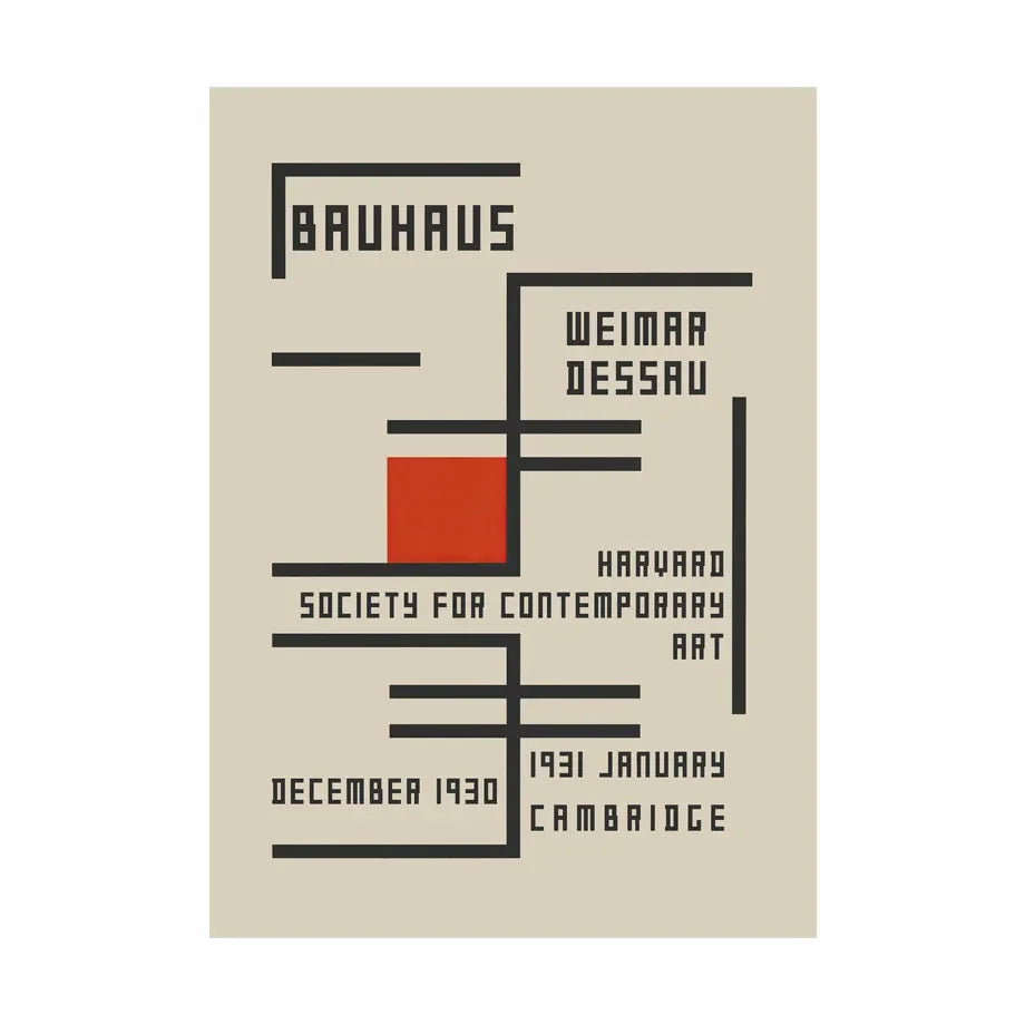 Bauhaus poster with geometric design and text on a beige background