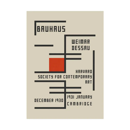 Bauhaus poster with geometric design and text on a beige background