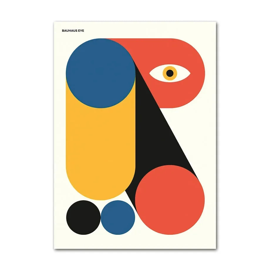 Abstract art print with geometric shapes on a white background